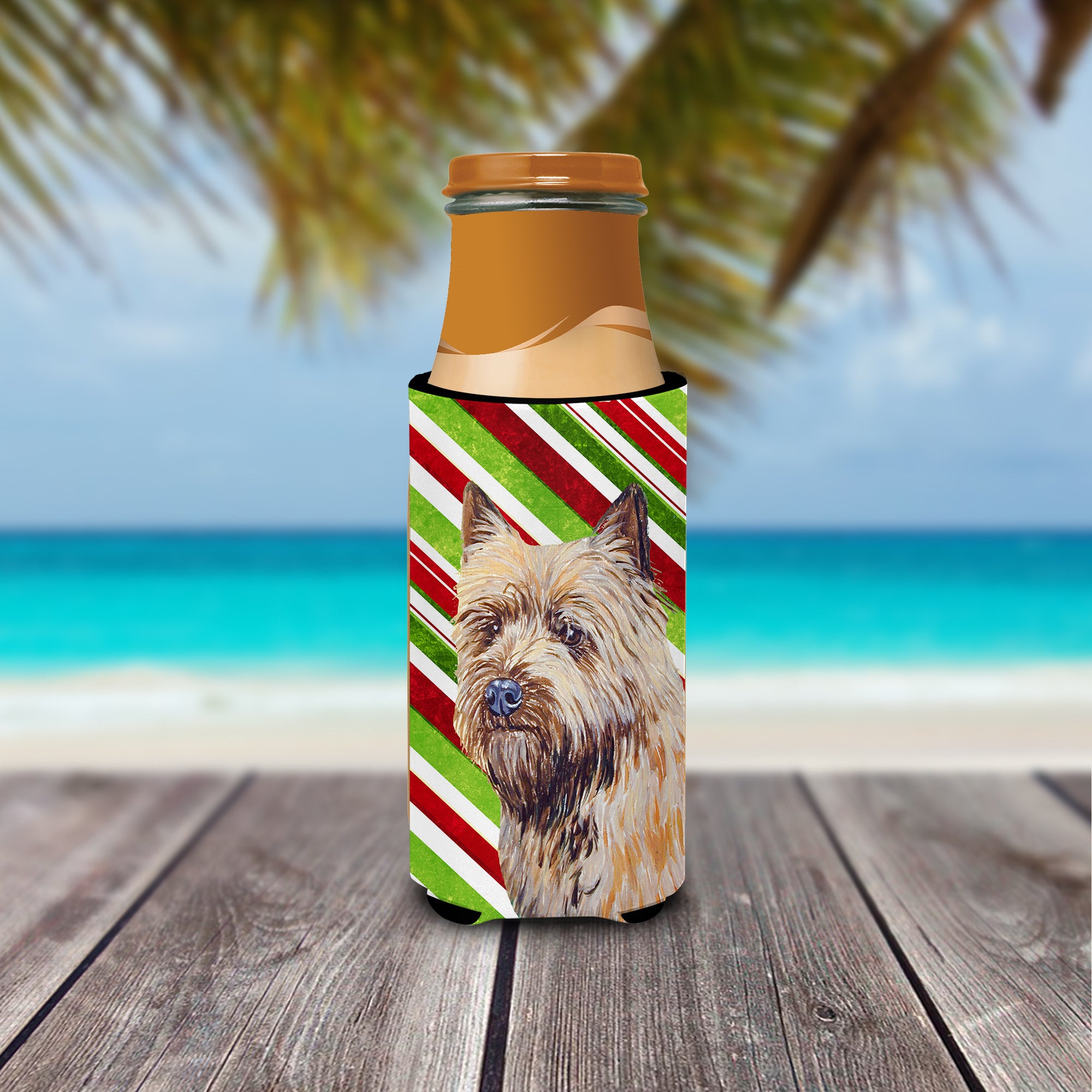 Cairn Terrier Candy Cane Holiday Christmas Ultra Beverage Insulators for slim cans LH9230MUK