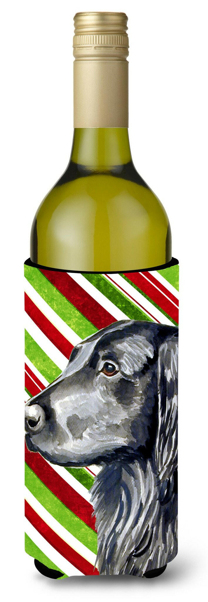 Flat Coated Retriever Candy Cane Holiday Christmas Wine Bottle Beverage Insulator Beverage Insulator Hugger by Caroline&#39;s Treasures
