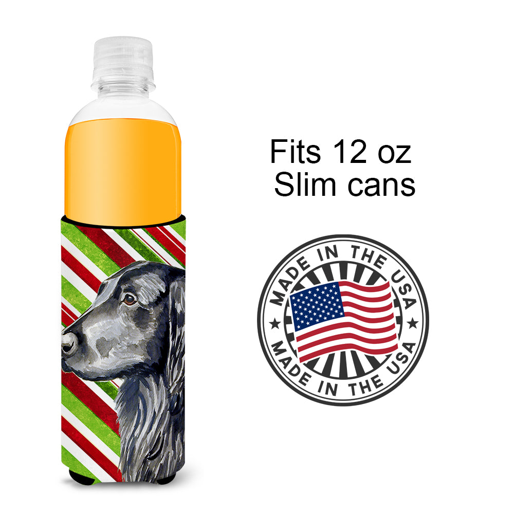 Flat Coated Retriever Candy Cane Holiday Christmas Ultra Beverage Insulators for slim cans LH9231MUK.