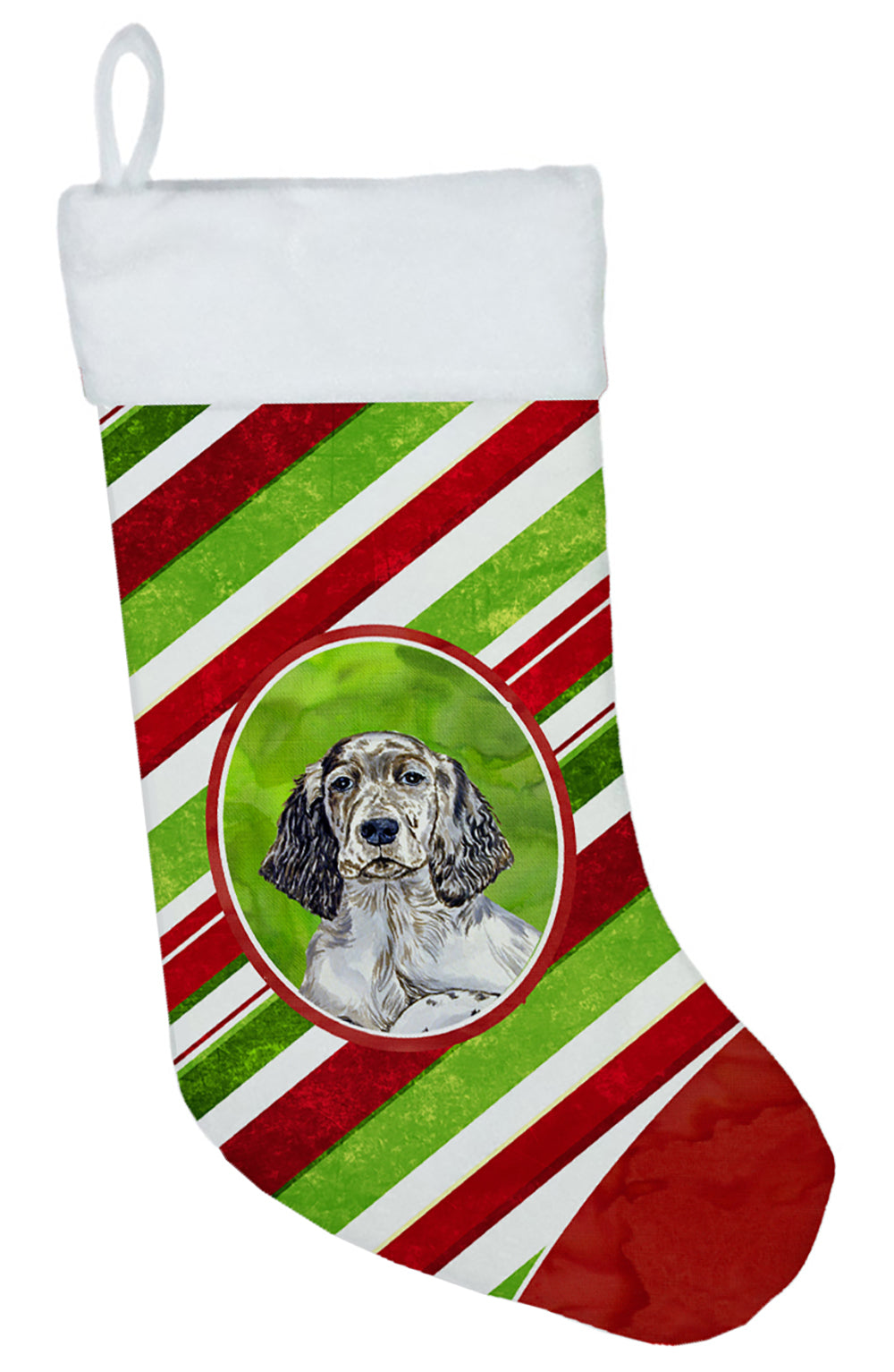 English Setter Candy Cane Holiday Christmas Christmas Stocking LH9232  the-store.com.