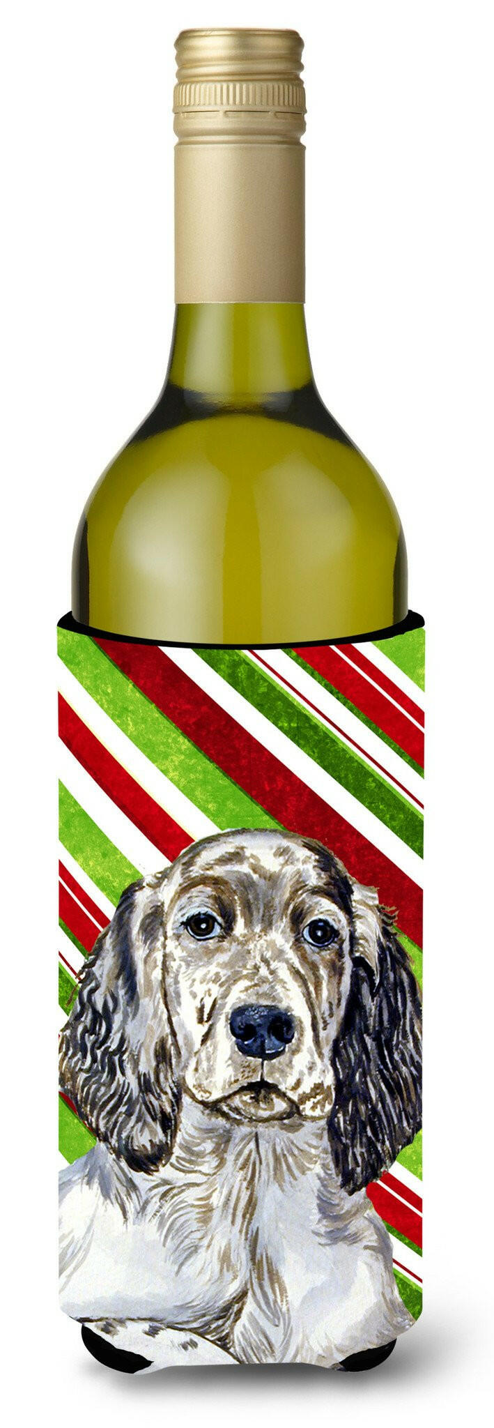 English Setter Candy Cane Holiday Christmas Wine Bottle Beverage Insulator Beverage Insulator Hugger by Caroline&#39;s Treasures