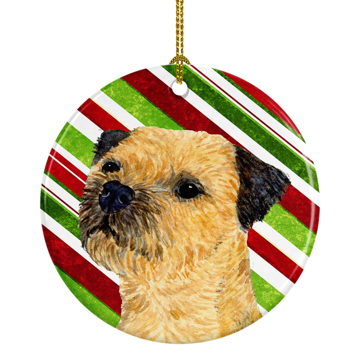 Border Terrier Candy Cane Holiday Christmas Ceramic Ornament LH9233 by Caroline&#39;s Treasures