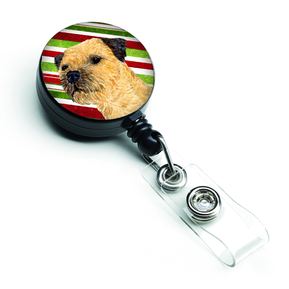 Border Terrier Candy Cane Holiday Christmas Retractable Badge Reel LH9233BR  the-store.com.