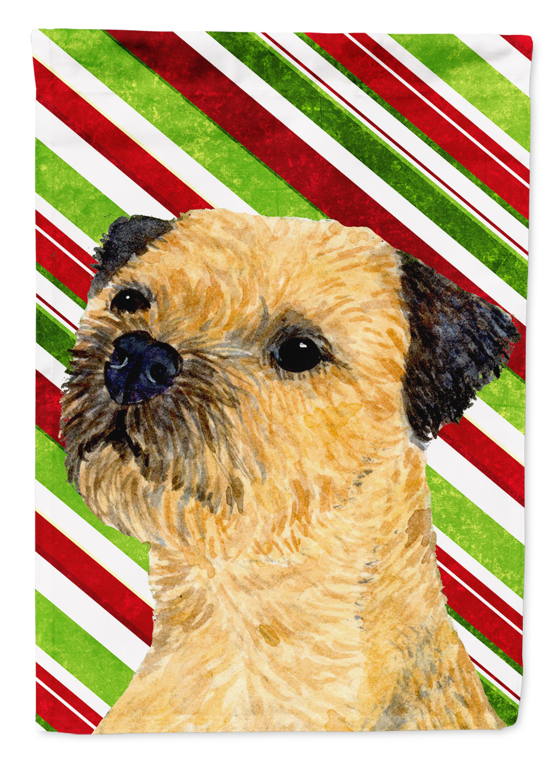 Border Terrier Candy Cane Holiday Christmas  Flag Canvas House Size  the-store.com.
