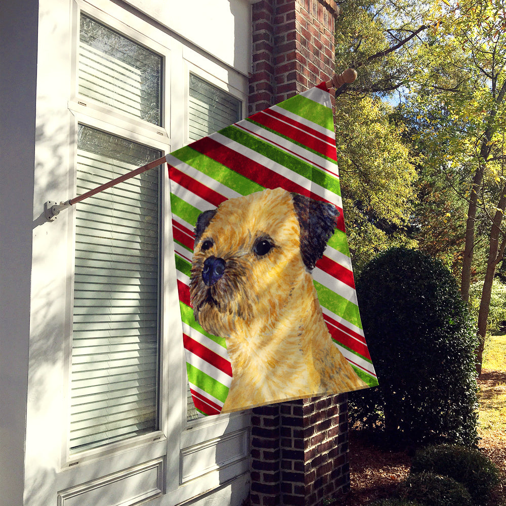 Border Terrier Candy Cane Holiday Christmas  Flag Canvas House Size  the-store.com.