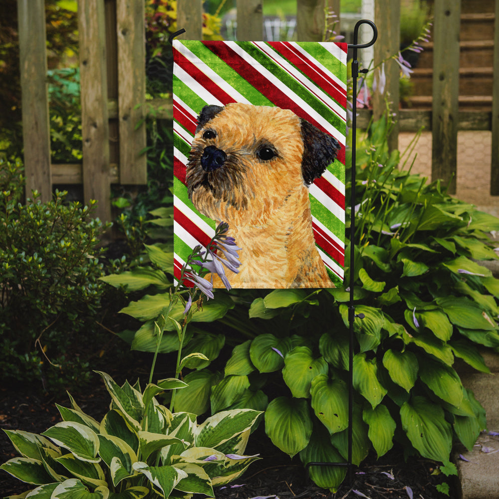 Border Terrier Candy Cane Holiday Christmas  Flag Garden Size