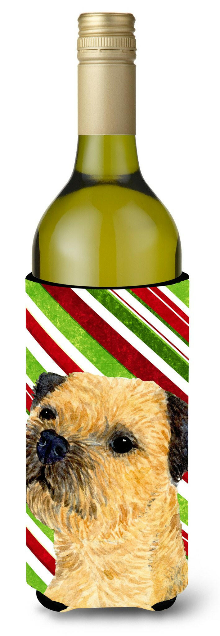 Border Terrier Candy Cane Holiday Christmas Wine Bottle Beverage Insulator Beverage Insulator Hugger by Caroline&#39;s Treasures