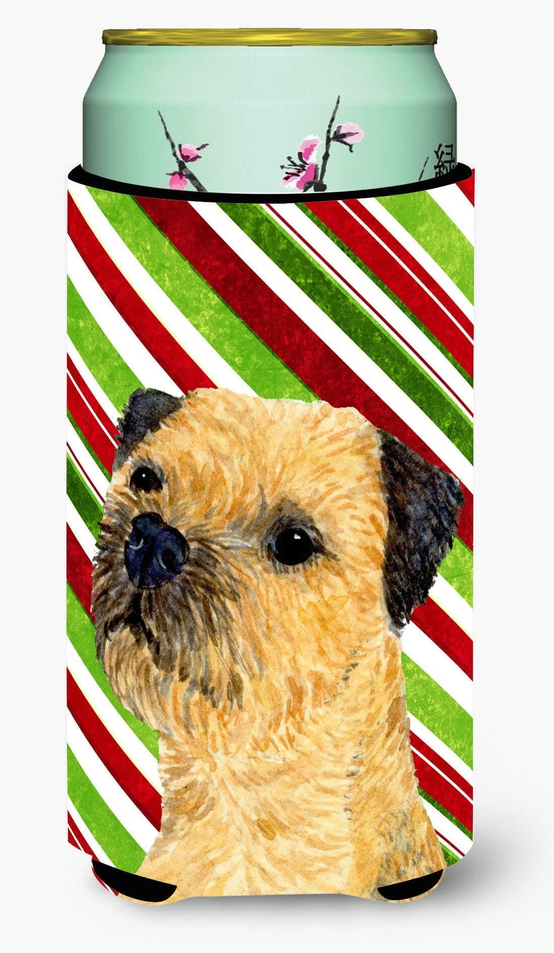 Border Terrier Candy Cane Holiday Christmas  Tall Boy Beverage Insulator Beverage Insulator Hugger by Caroline&#39;s Treasures