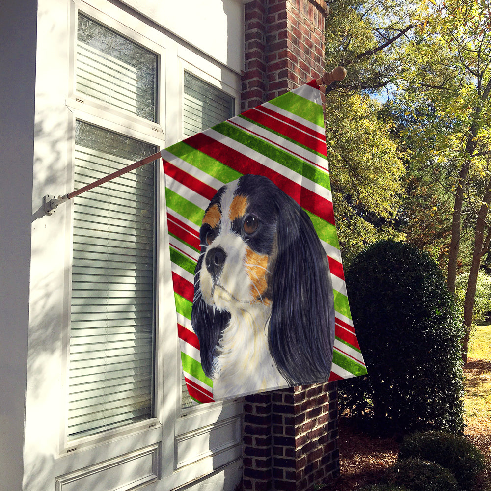 Cavalier Spaniel Candy Cane Holiday Christmas  Flag Canvas House Size