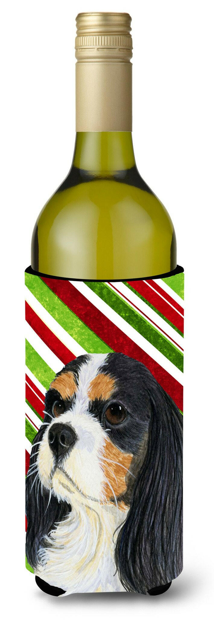 Cavalier Spaniel Candy Cane Holiday Christmas Wine Bottle Beverage Insulator Beverage Insulator Hugger by Caroline's Treasures