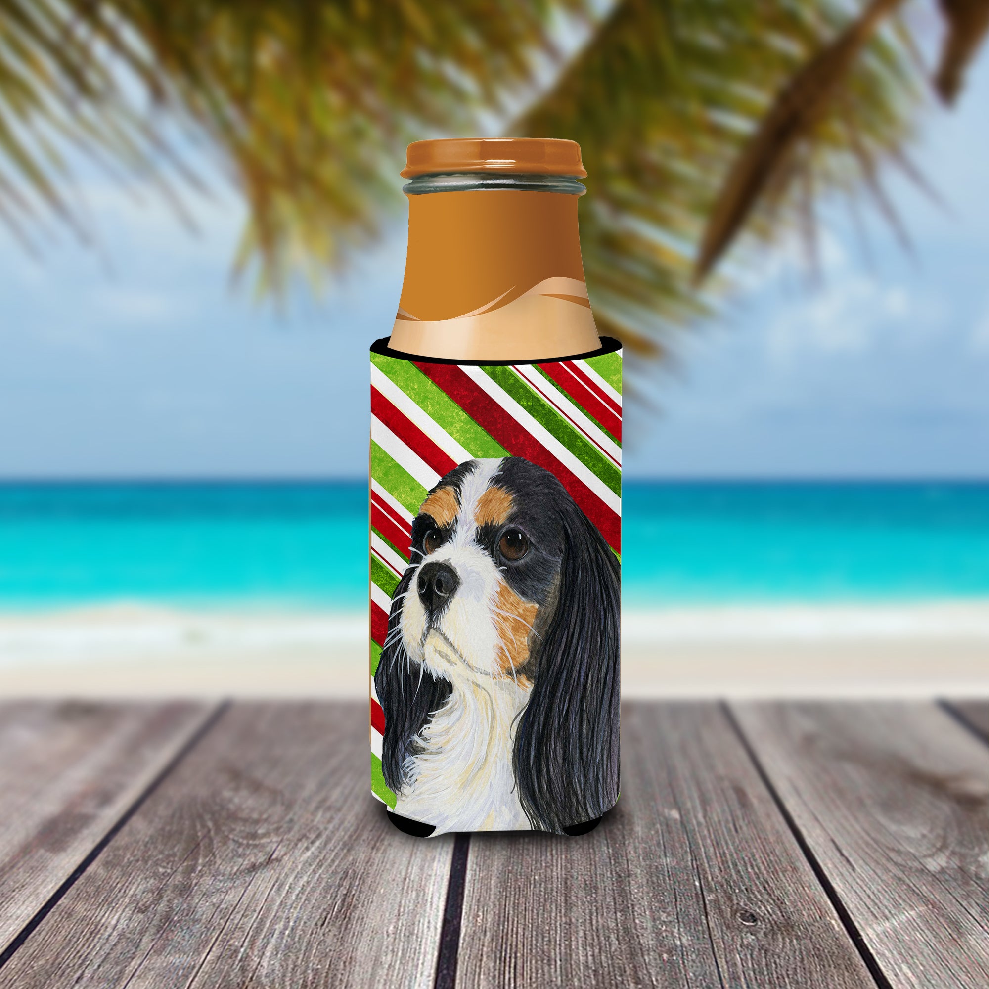 Cavalier Spaniel Candy Cane Holiday Christmas Ultra Beverage Insulators for slim cans LH9234MUK.