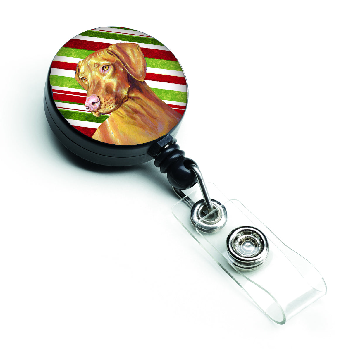 Vizsla Candy Cane Holiday Christmas Retractable Badge Reel LH9235BR  the-store.com.
