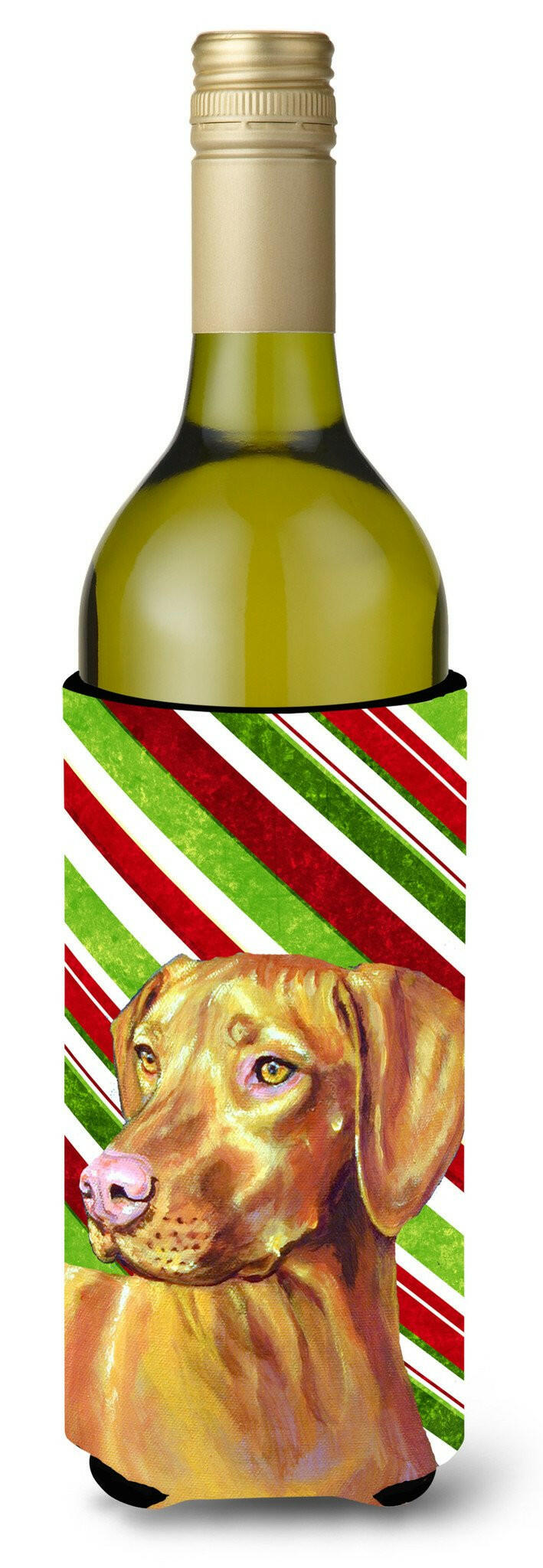 Vizsla Candy Cane Holiday Christmas Wine Bottle Beverage Insulator Beverage Insulator Hugger by Caroline's Treasures