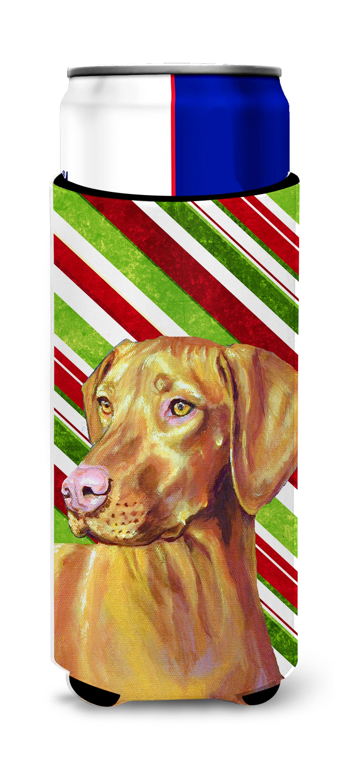 Vizsla Candy Cane Holiday Christmas Ultra Beverage Insulators for slim cans LH9235MUK