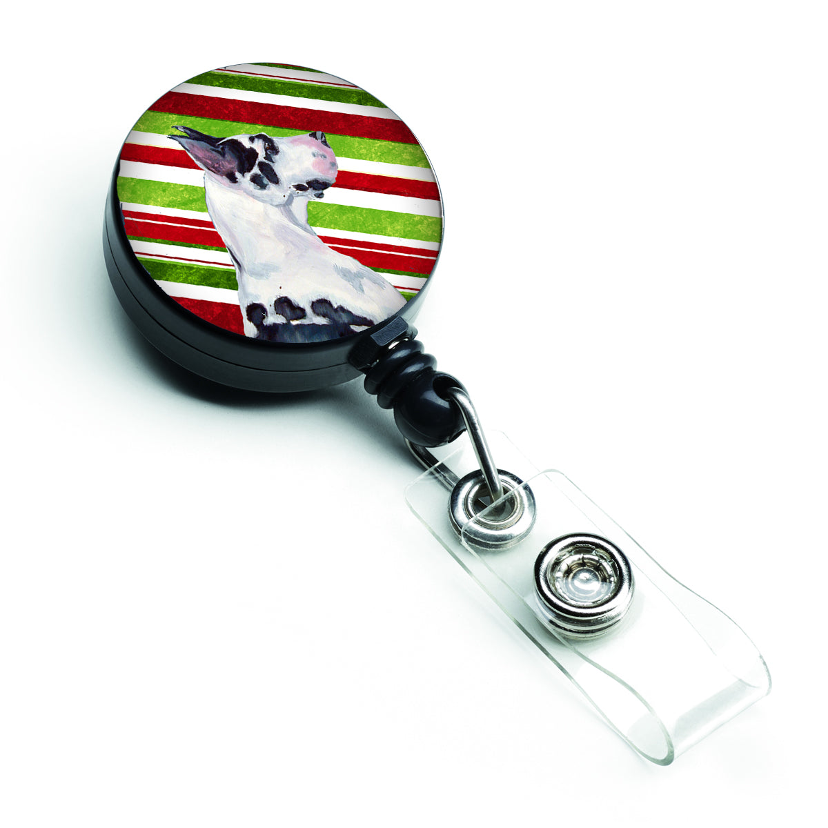 Great Dane Candy Cane Holiday Christmas Retractable Badge Reel LH9236BR