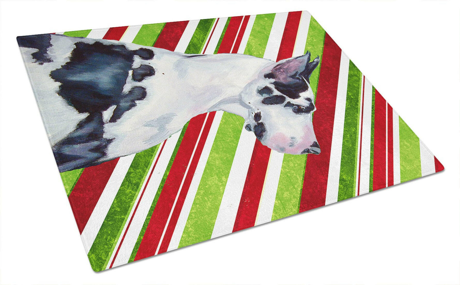 Great Dane Candy Cane Holiday Christmas Glass Cutting Board Large by Caroline's Treasures