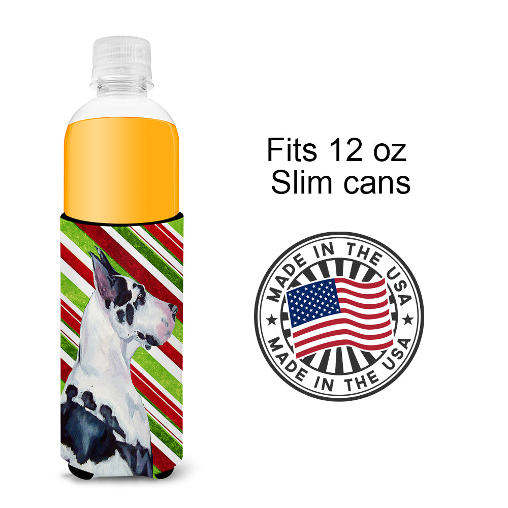Great Dane Candy Cane Holiday Christmas Ultra Beverage Insulators for slim cans LH9236MUK.