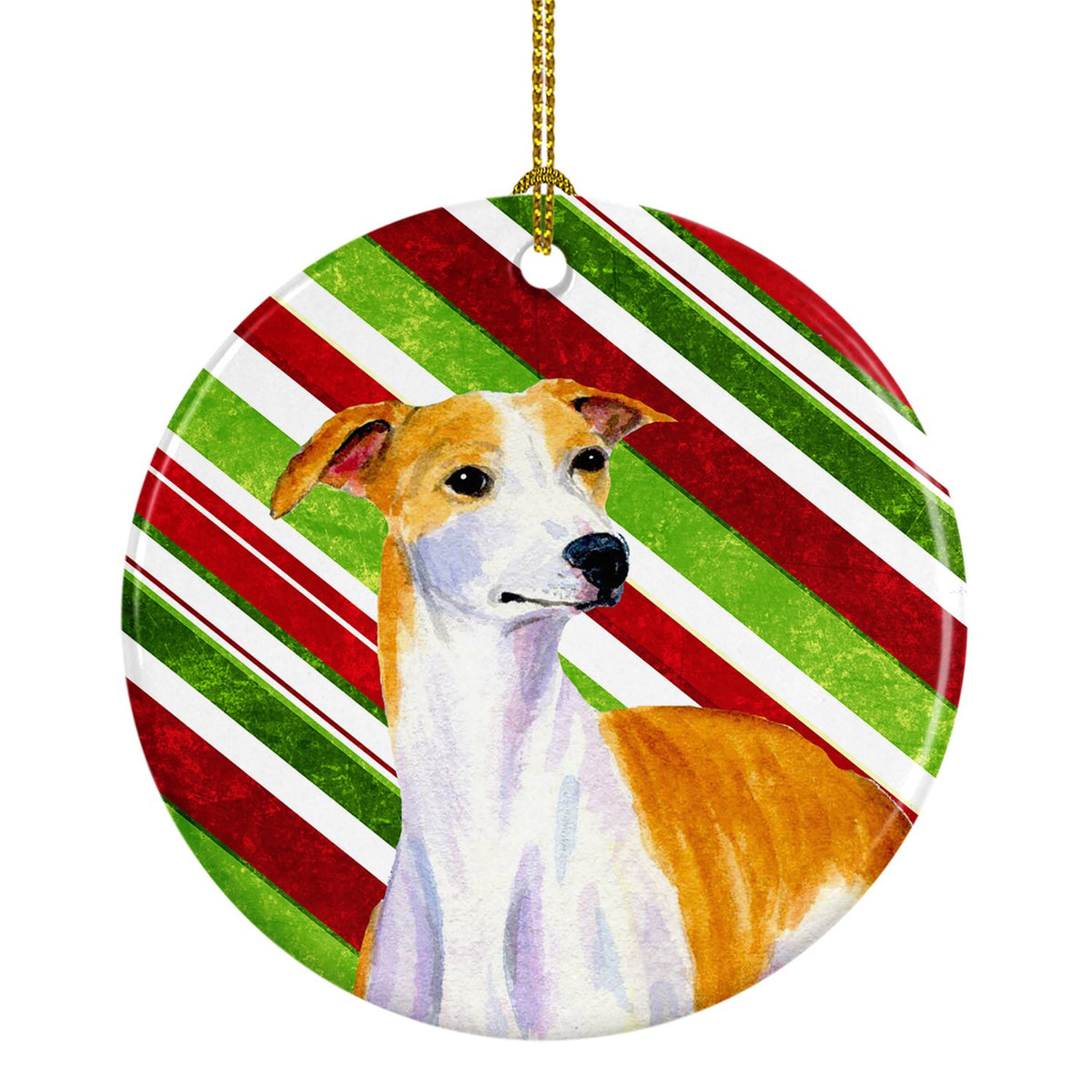 Whippet Candy Cane Holiday Christmas Ceramic Ornament LH9238 by Caroline&#39;s Treasures