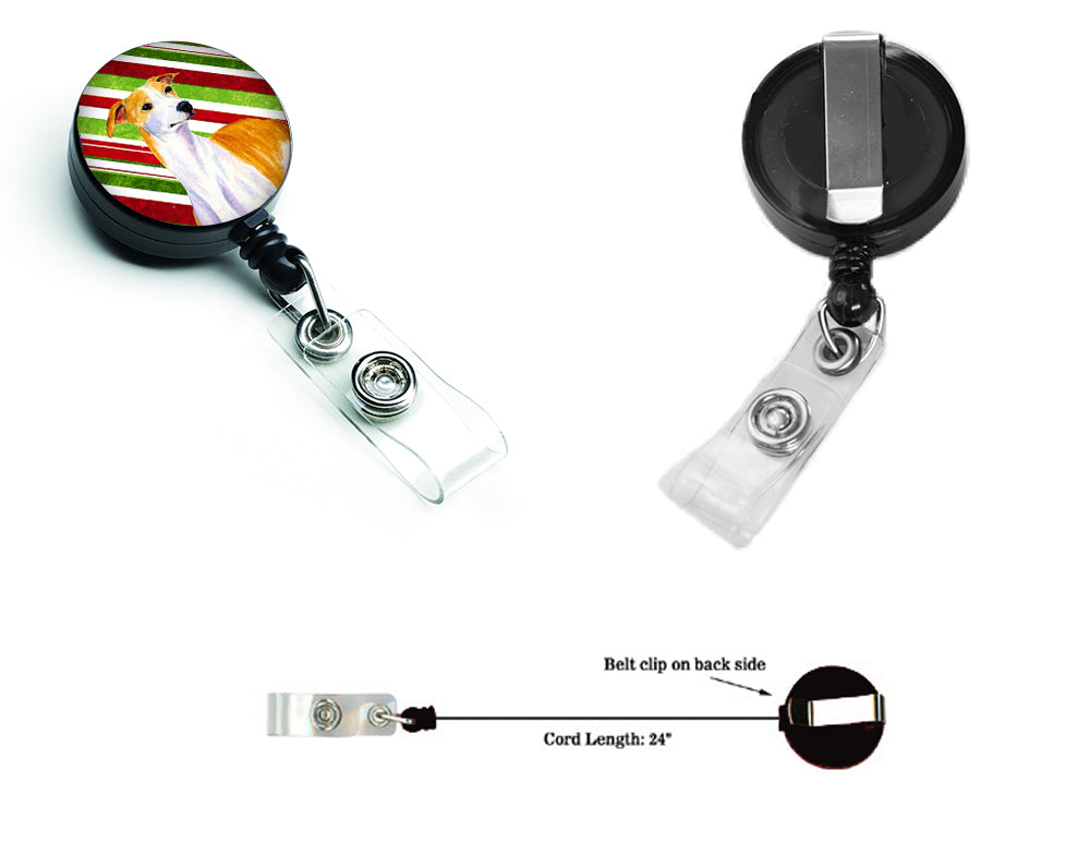 Whippet Candy Cane Holiday Christmas Retractable Badge Reel LH9238BR  the-store.com.