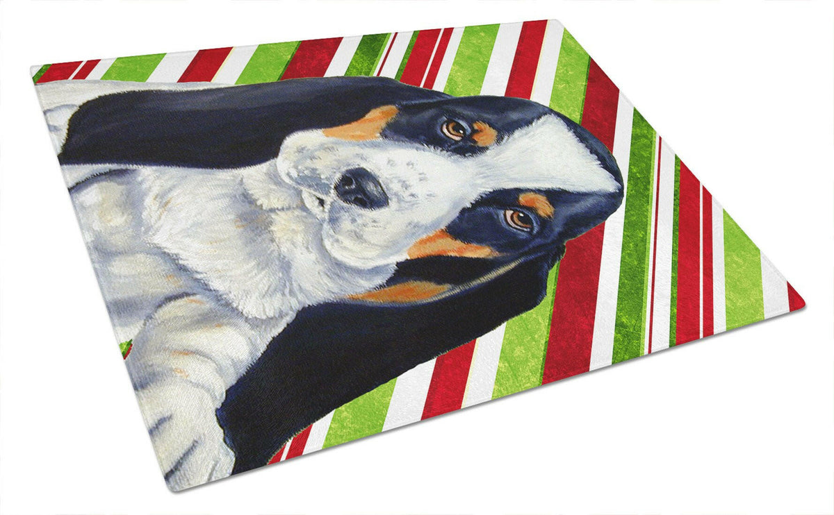 Basset Hound Candy Cane Holiday Christmas Glass Cutting Board Large by Caroline&#39;s Treasures