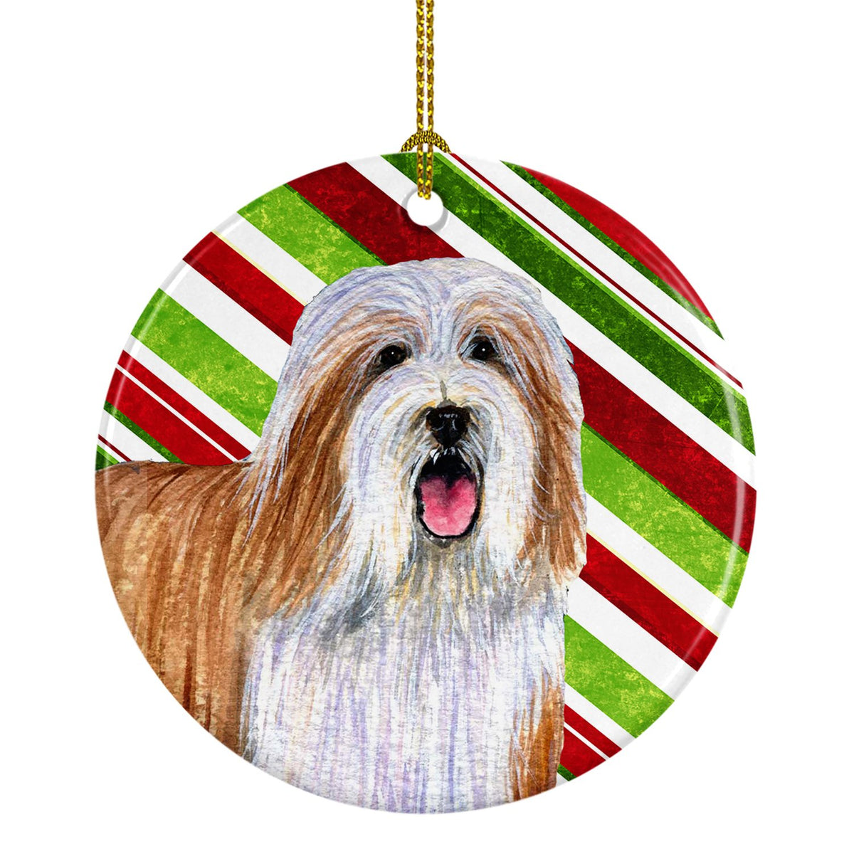 Bearded Collie Candy Cane Holiday Christmas Ceramic Ornament LH9240 by Caroline&#39;s Treasures