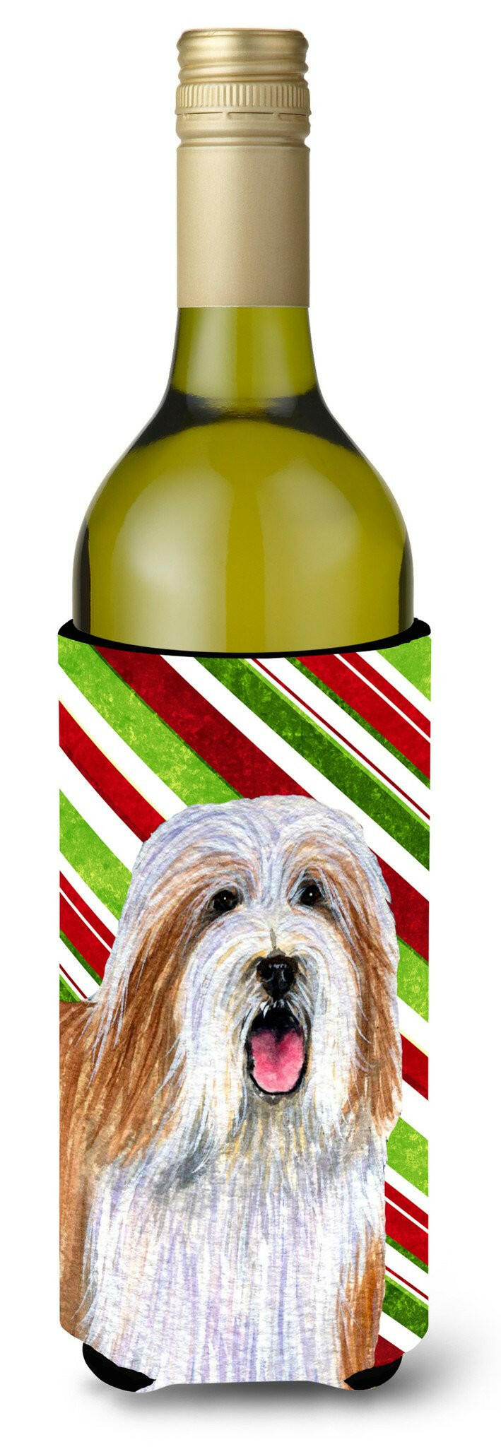 Bearded Collie Candy Cane Holiday Christmas Wine Bottle Beverage Insulator Beverage Insulator Hugger by Caroline&#39;s Treasures