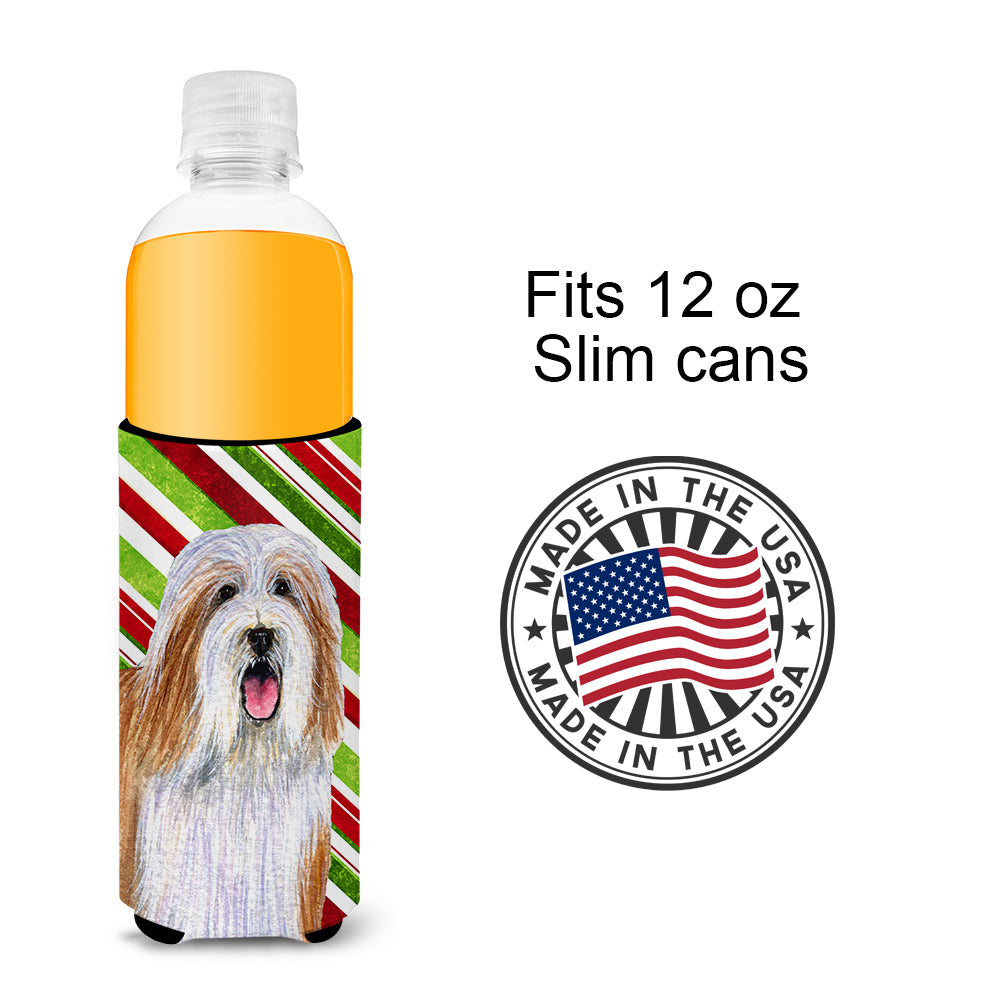 Bearded Collie Candy Cane Holiday Christmas Ultra Beverage Insulators for slim cans LH9240MUK