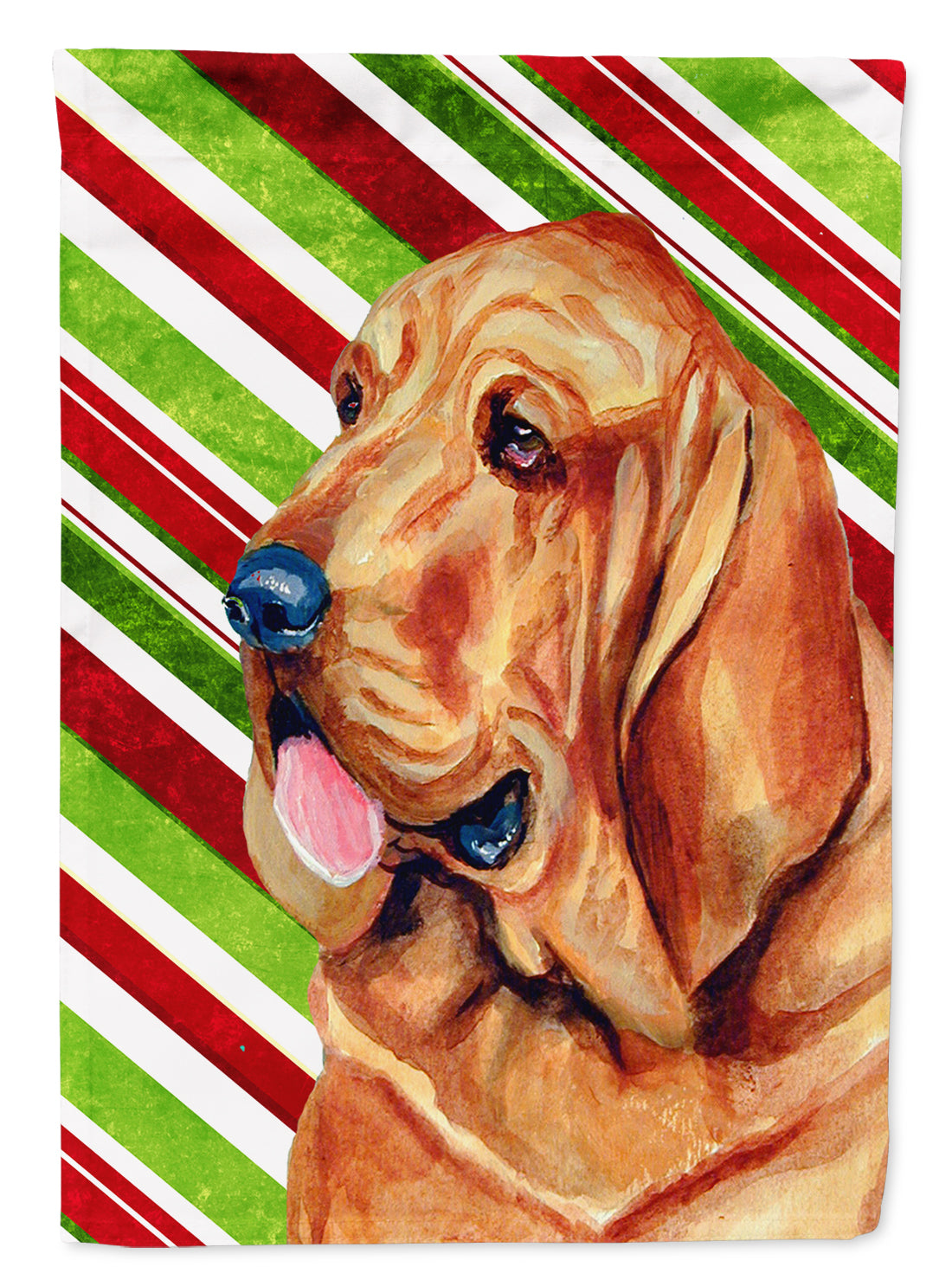 Bloodhound Candy Cane Holiday Christmas  Flag Canvas House Size
