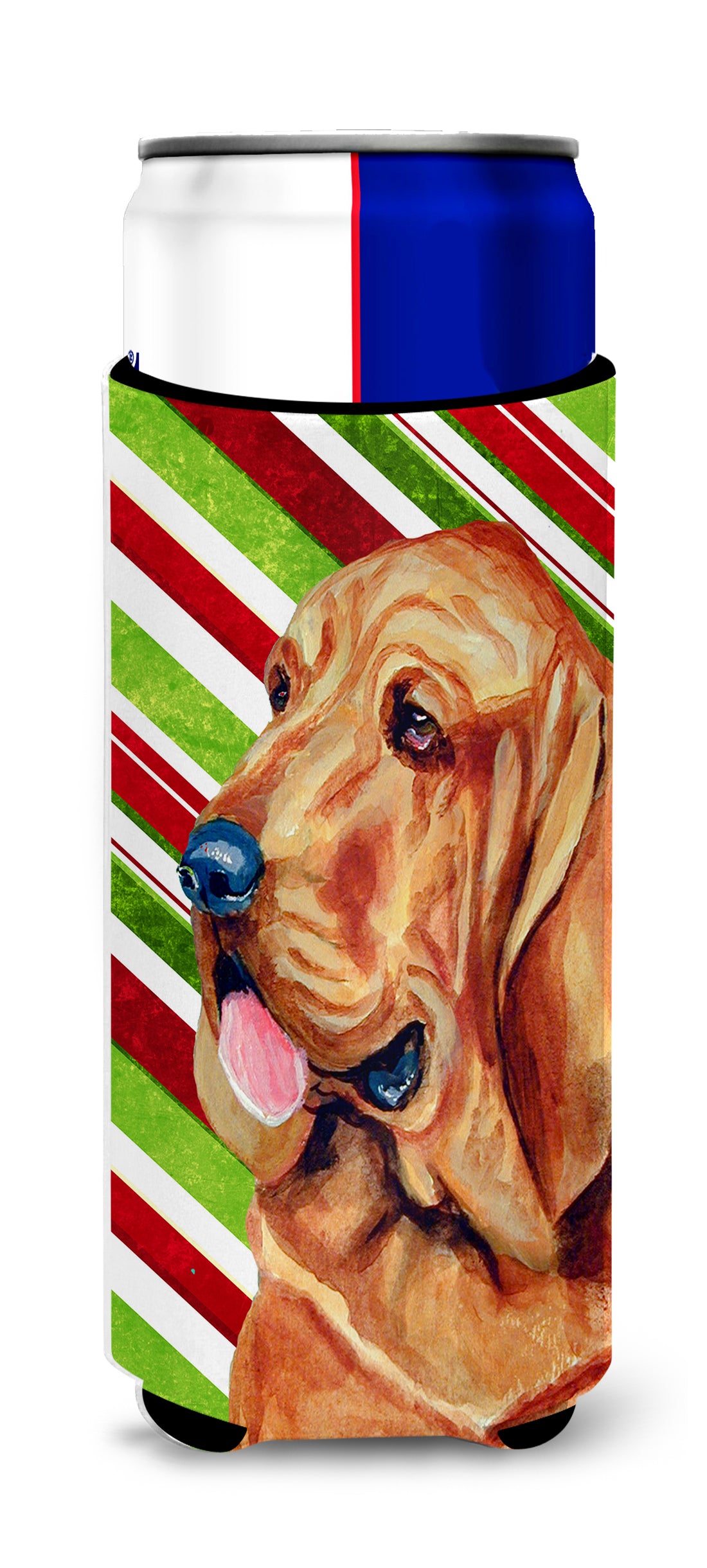 Bloodhound Candy Cane Holiday Christmas Ultra Beverage Insulators for slim cans LH9241MUK.