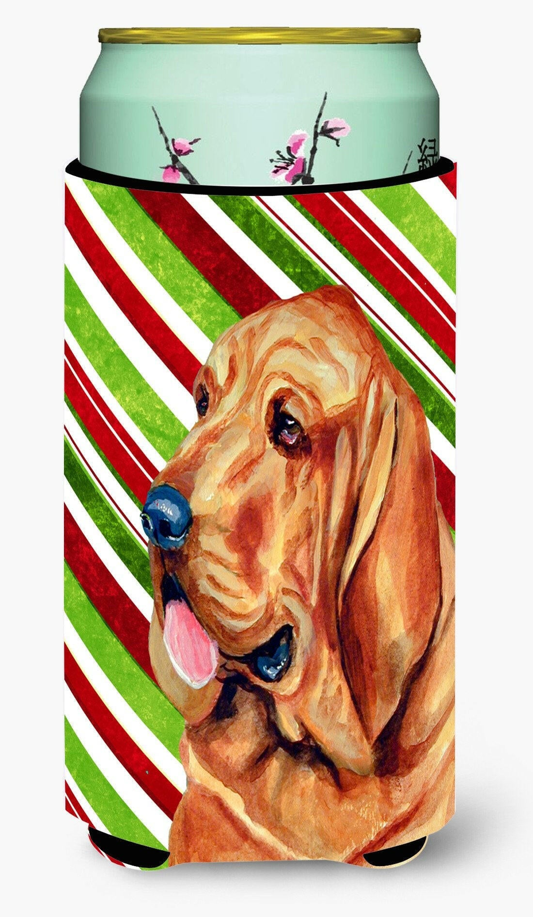 Bloodhound Candy Cane Holiday Christmas  Tall Boy Beverage Insulator Beverage Insulator Hugger by Caroline&#39;s Treasures