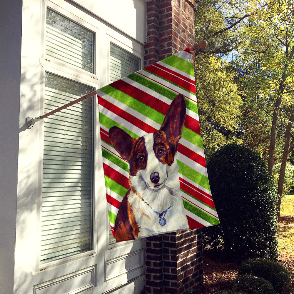 Corgi Candy Cane Holiday Christmas  Flag Canvas House Size