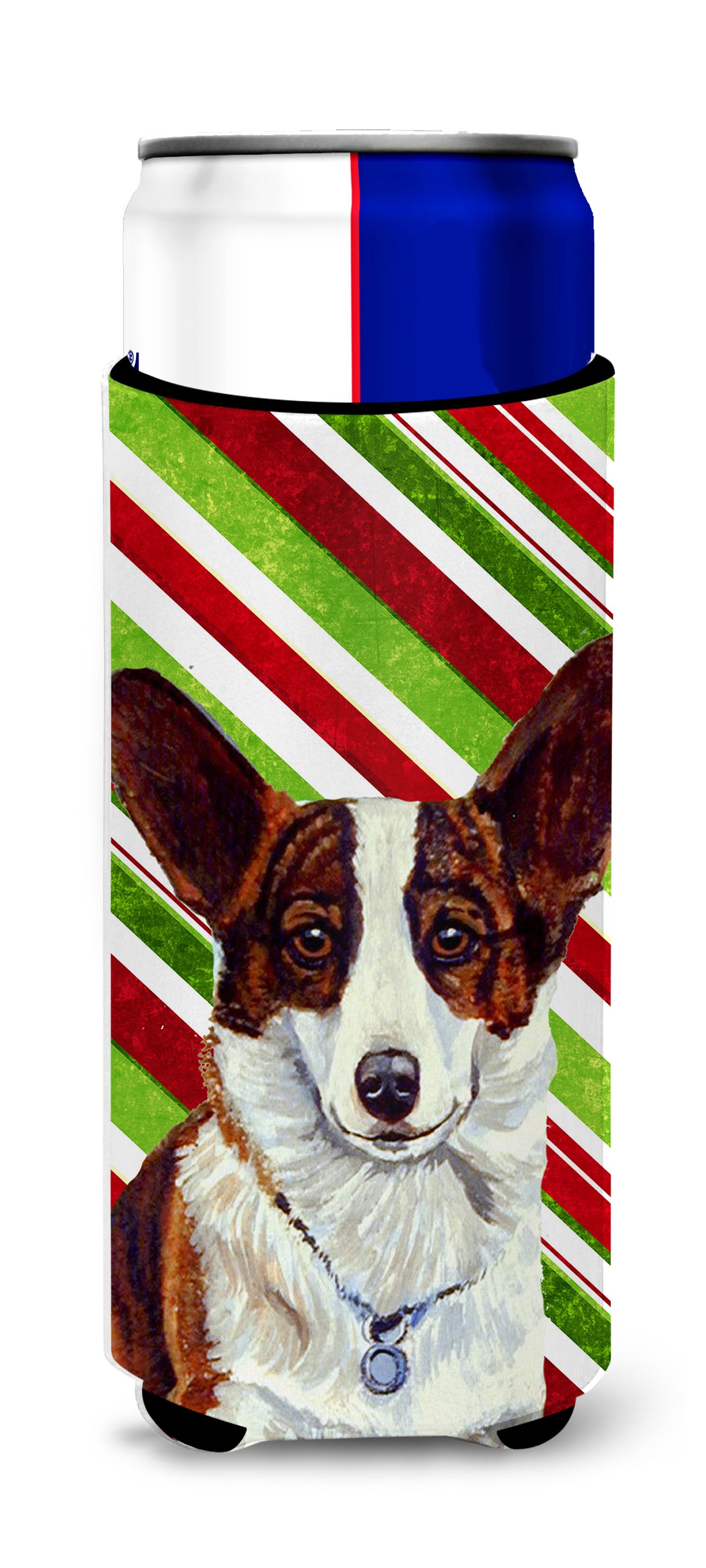 Corgi Candy Cane Holiday Christmas Ultra Beverage Insulators for slim cans LH9243MUK