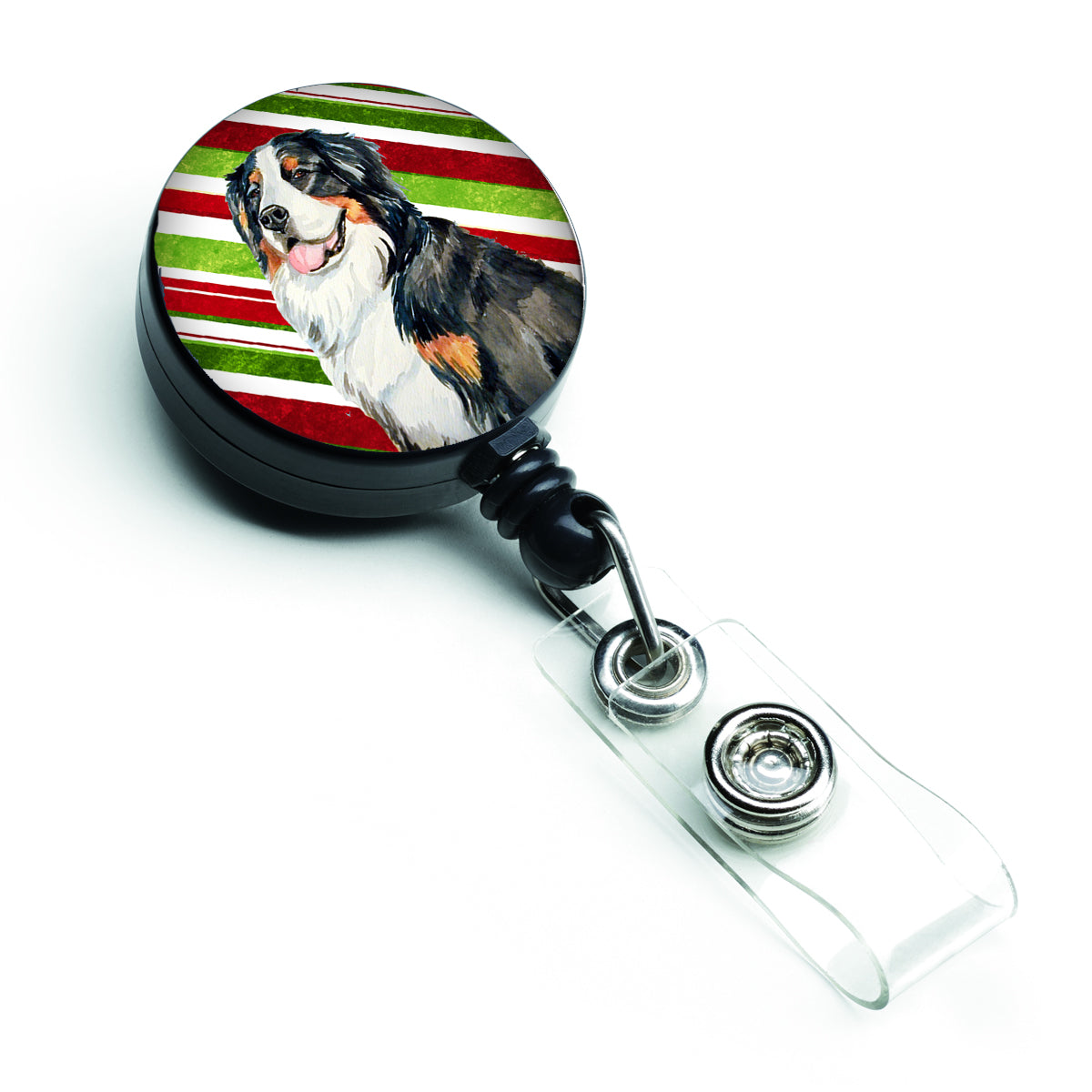 Bernese Mountain Dog Candy Cane Holiday Christmas Retractable Badge Reel LH9244BR