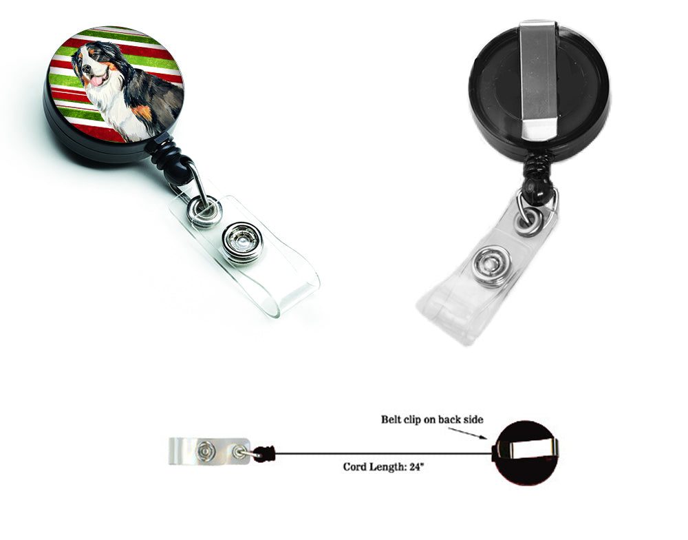 Bernese Mountain Dog Candy Cane Holiday Christmas Retractable Badge Reel LH9244BR  the-store.com.