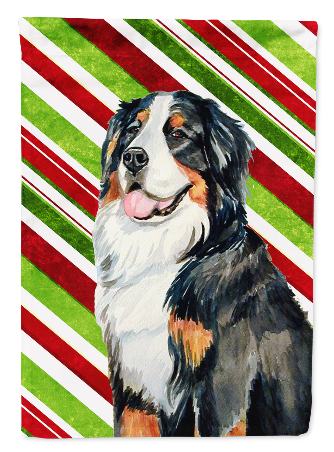 Bernese Mountain Dog Candy Cane Holiday Christmas  Flag Canvas House Size