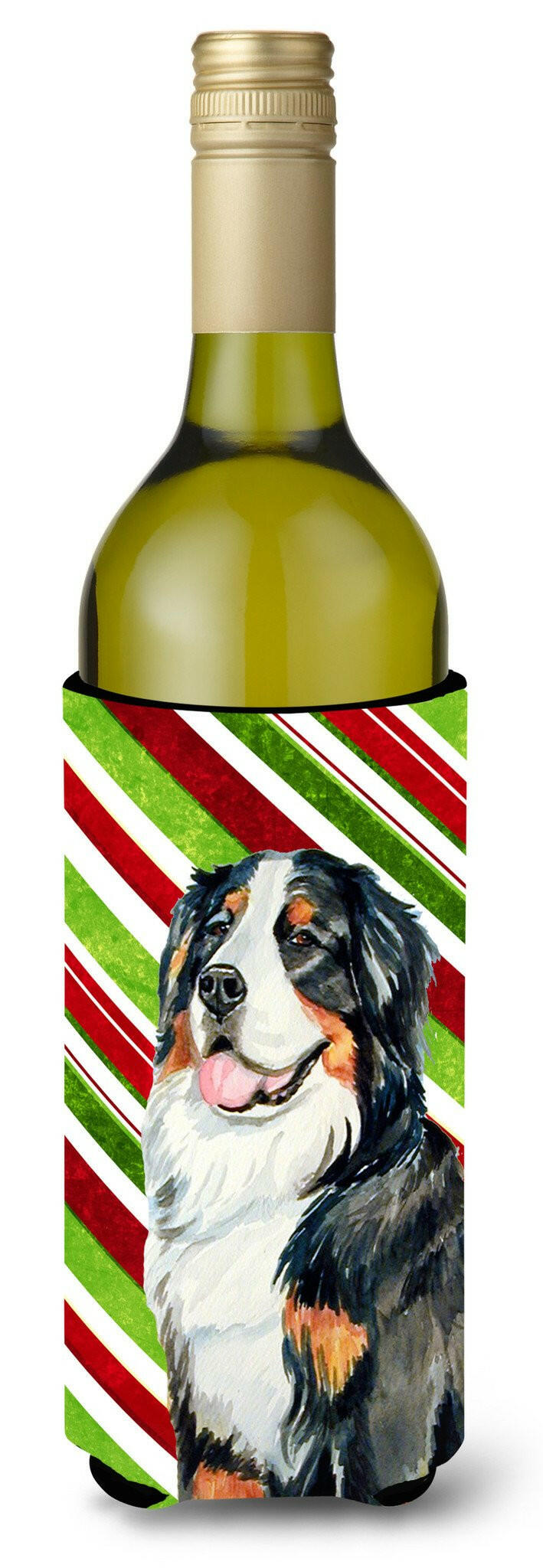 Bernese Mountain Dog Candy Cane Holiday Christmas Wine Bottle Beverage Insulator Beverage Insulator Hugger by Caroline's Treasures