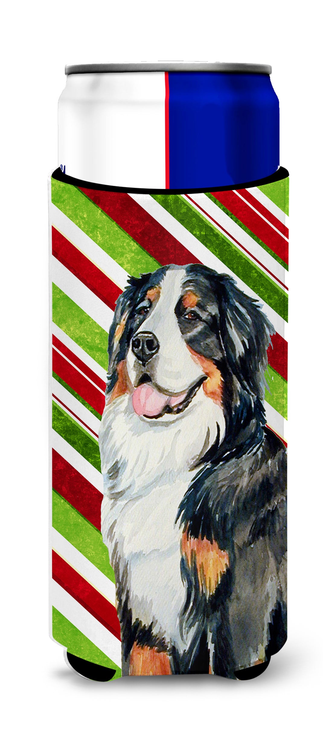 Bernese Mountain Dog Candy Cane Holiday Christmas Ultra Beverage Insulators for slim cans LH9244MUK.