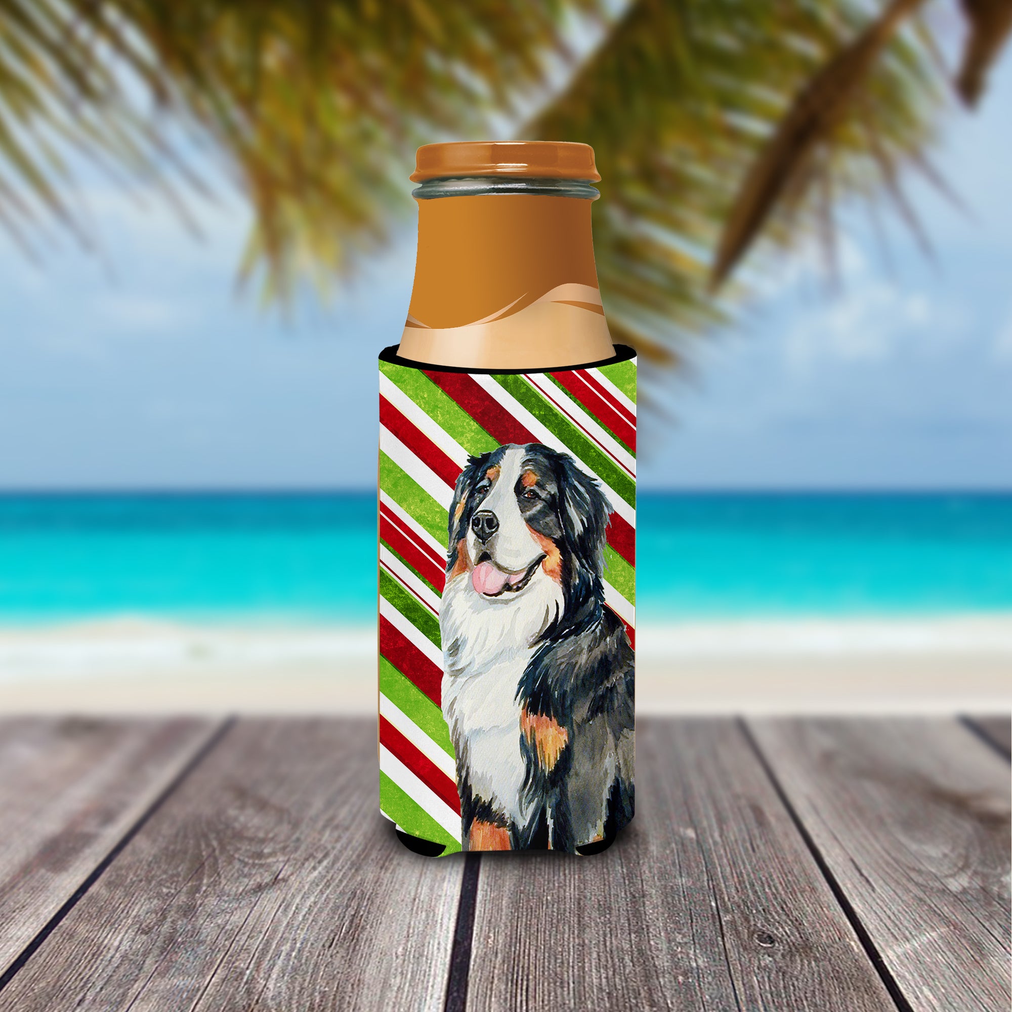 Bernese Mountain Dog Candy Cane Holiday Christmas Ultra Beverage Insulators for slim cans LH9244MUK