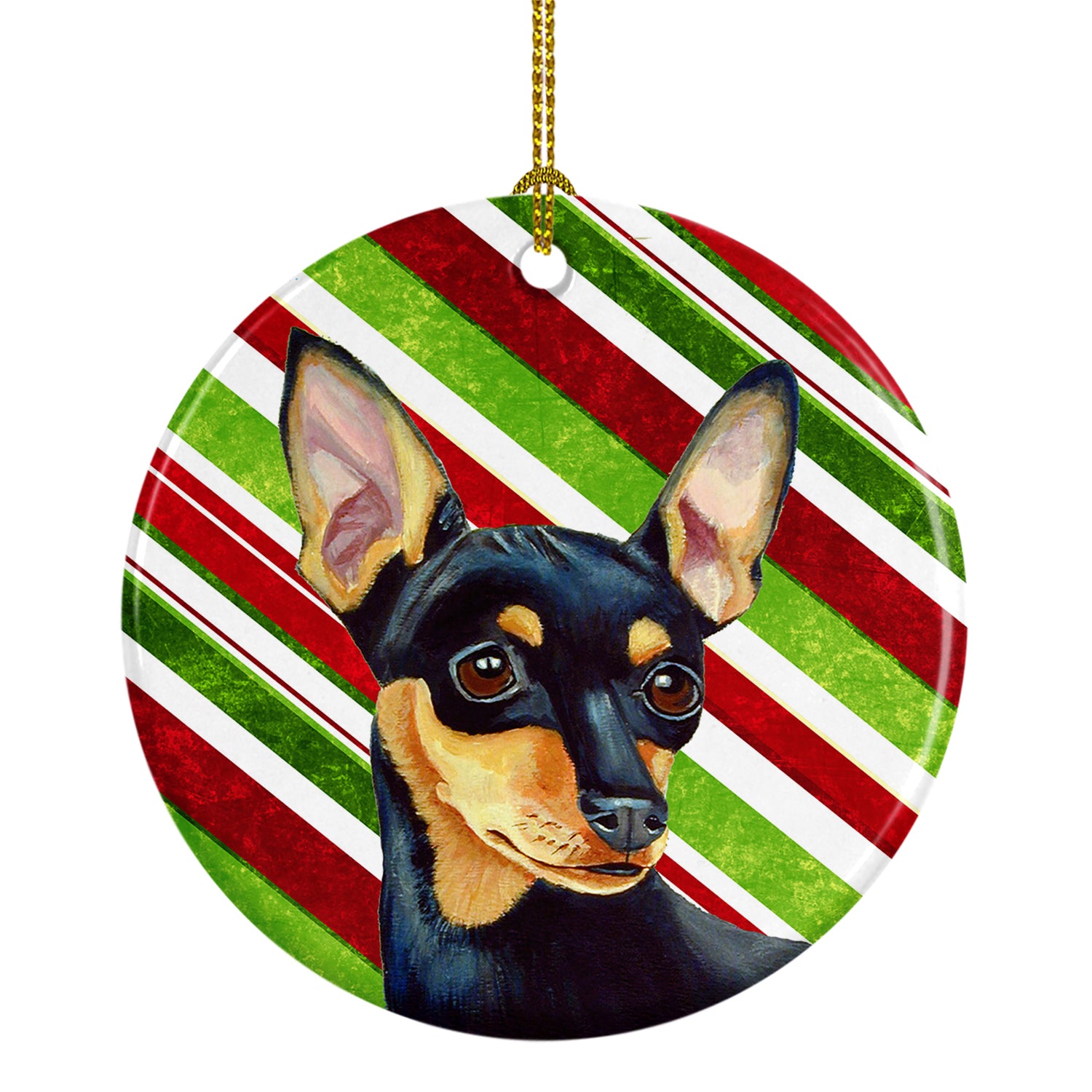 Min Pin Candy Cane Holiday Christmas Ceramic Ornament LH9245 - the-store.com