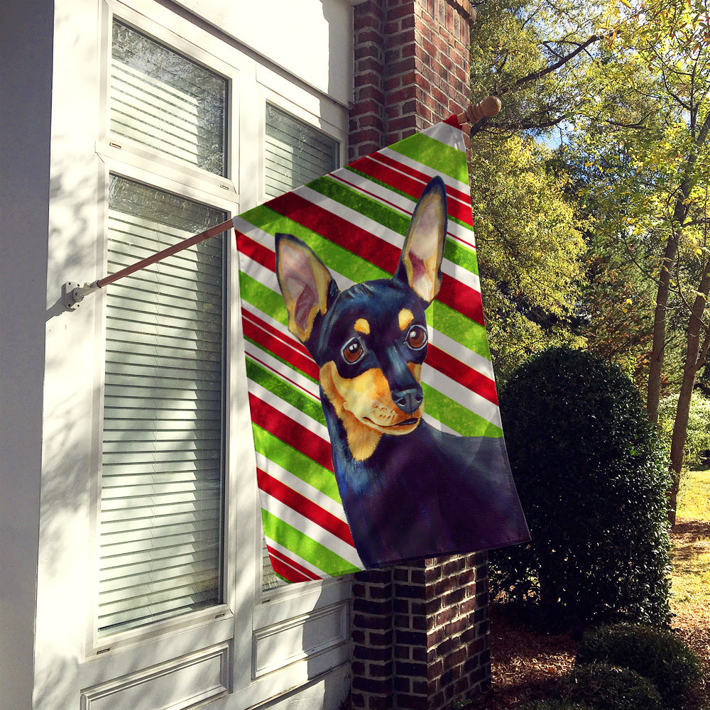 Min Pin Candy Cane Holiday Christmas  Flag Canvas House Size  the-store.com.