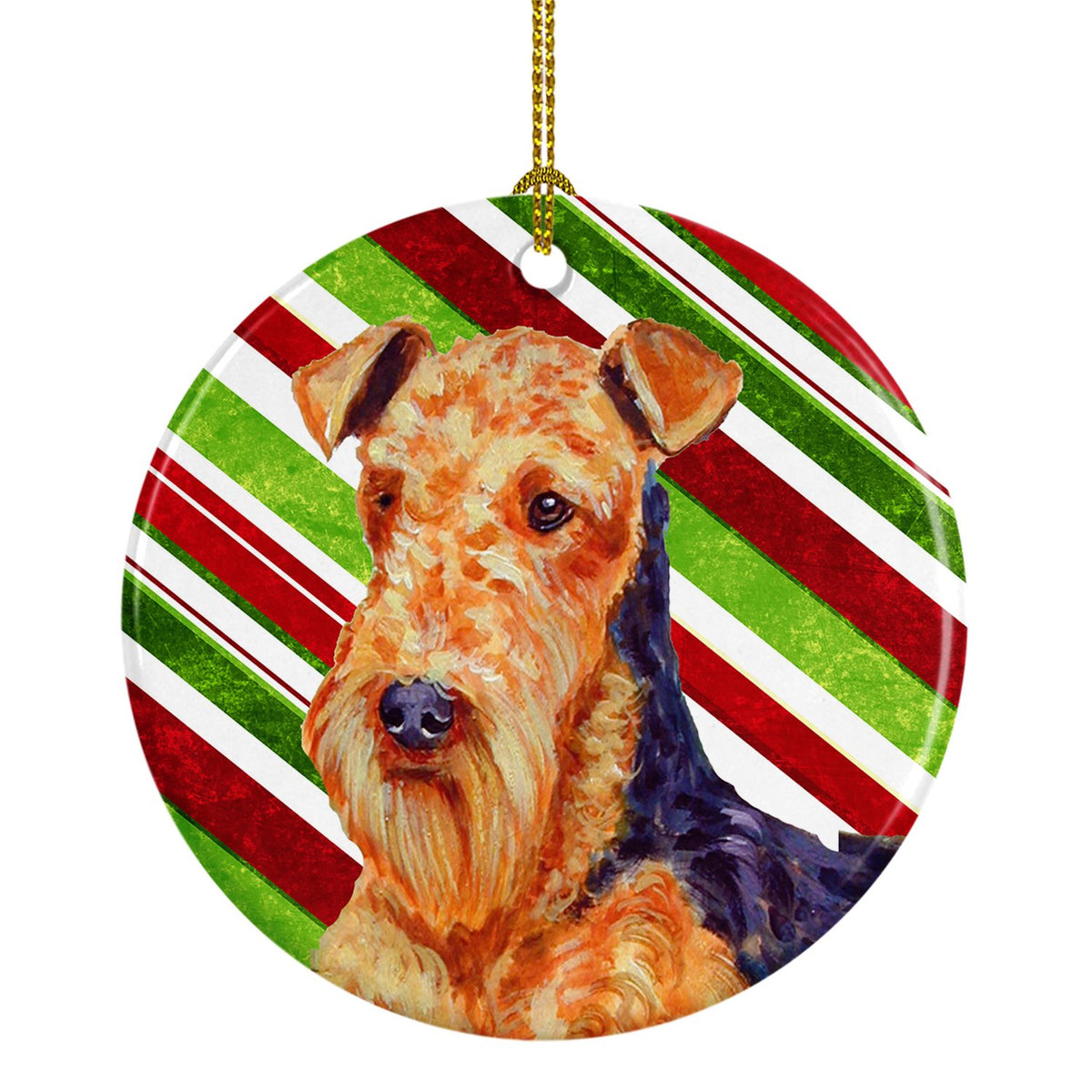 Airedale Candy Cane Holiday Christmas Ceramic Ornament LH9246 by Caroline&#39;s Treasures