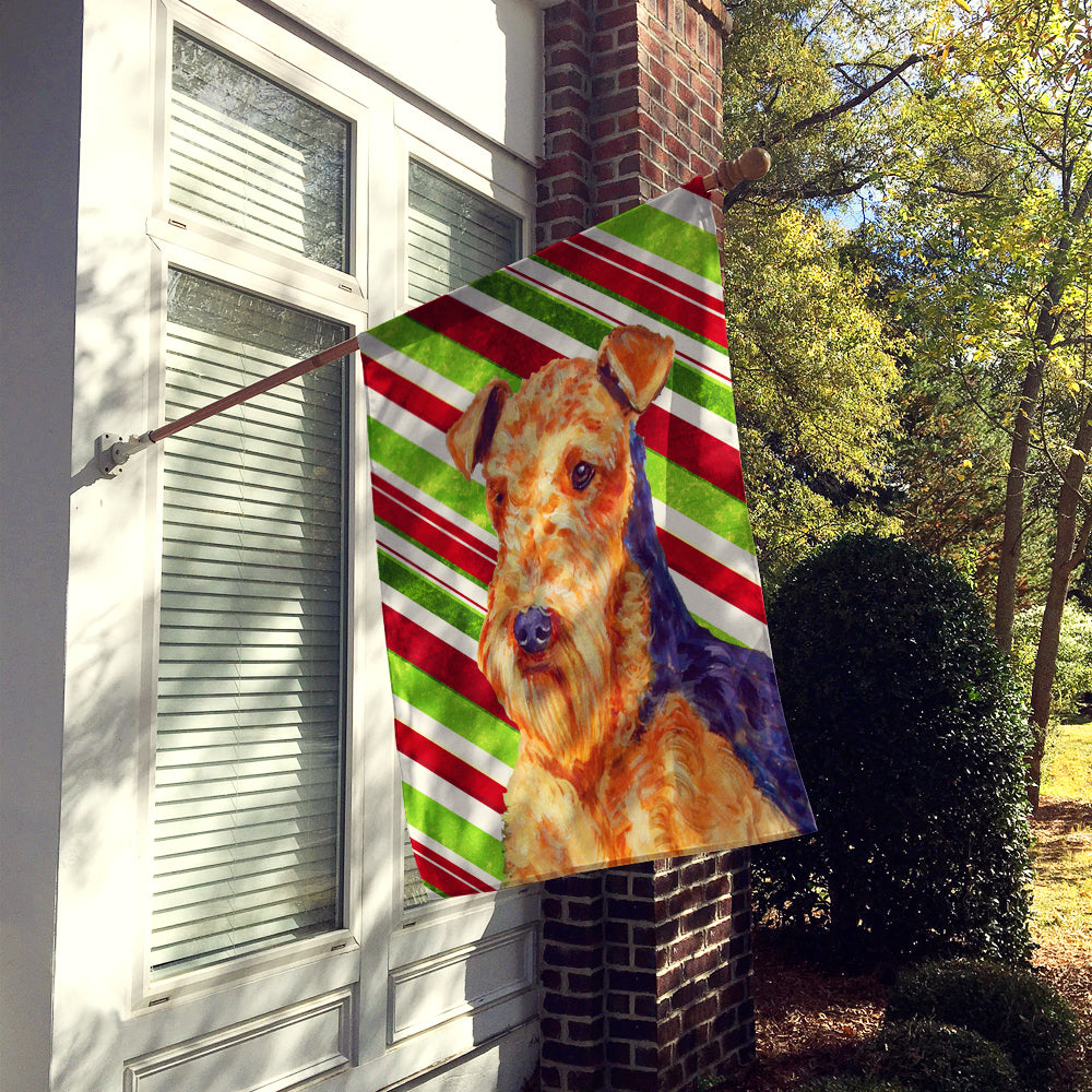 Airedale Candy Cane Holiday Christmas  Flag Canvas House Size  the-store.com.