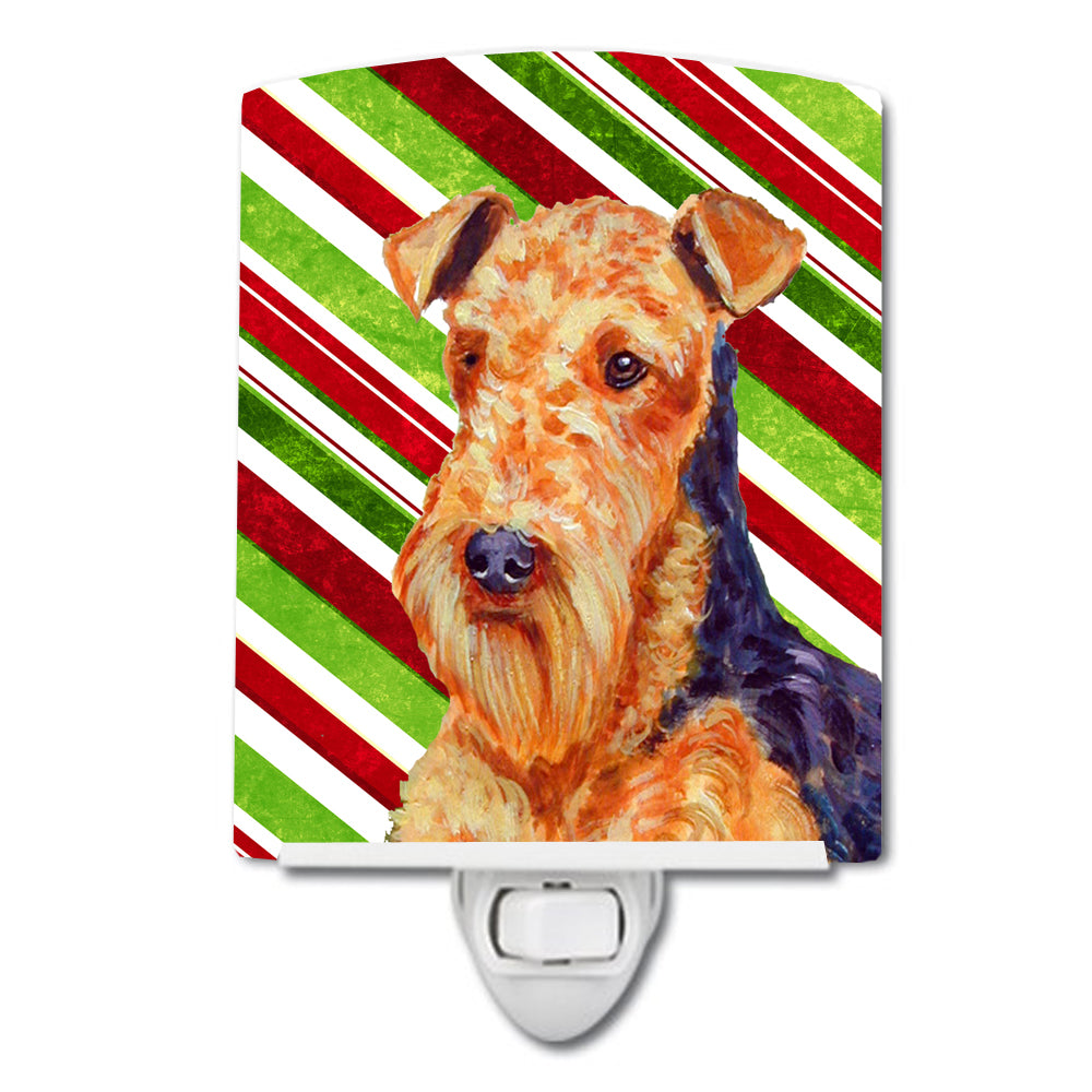 Airedale Candy Cane Holiday Christmas Ceramic Night Light LH9246CNL - the-store.com