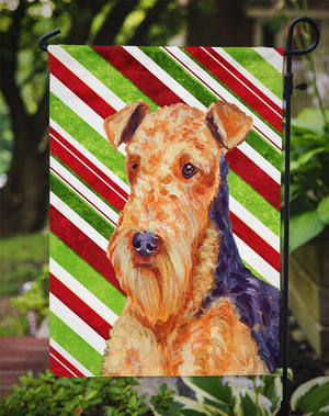 Airedale Candy Cane Holiday Christmas  Flag Garden Size