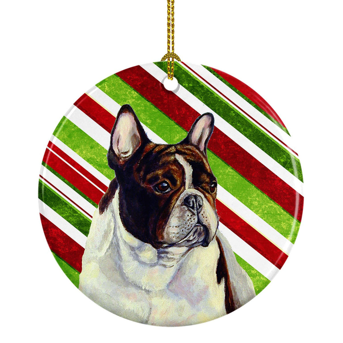 French Bulldog Candy Cane Holiday Christmas Ceramic Ornament LH9247 by Caroline&#39;s Treasures