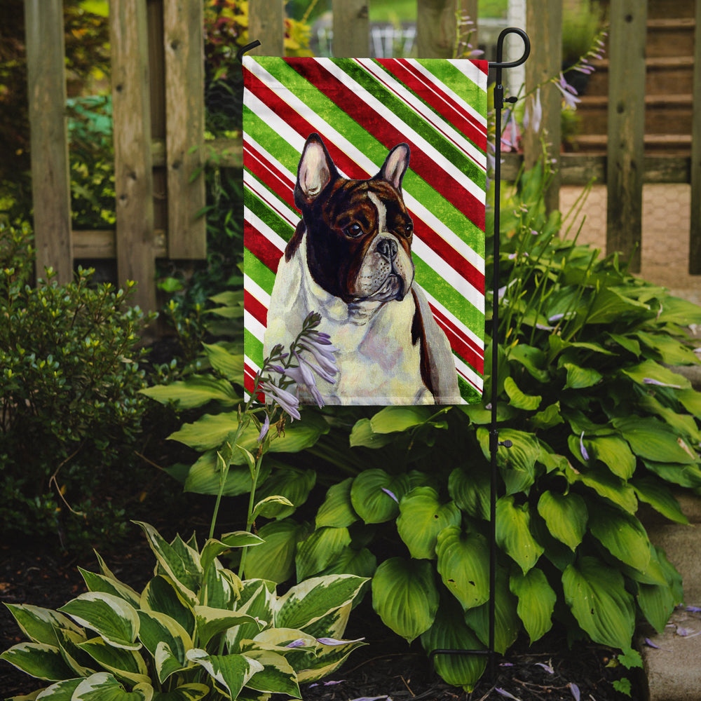 French Bulldog Candy Cane Holiday Christmas  Flag Garden Size
