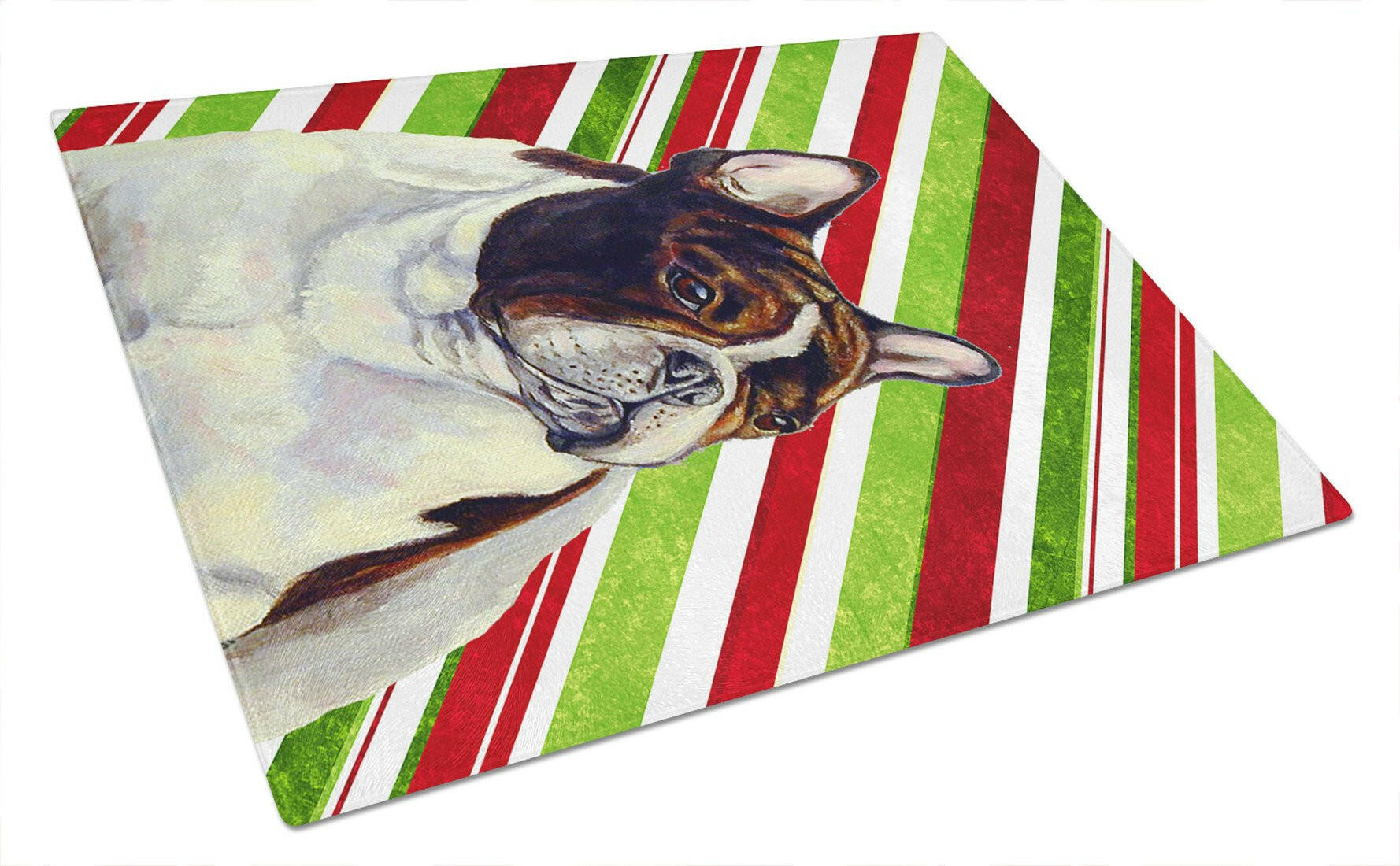 French Bulldog Candy Cane Holiday Christmas Glass Cutting Board Large by Caroline's Treasures