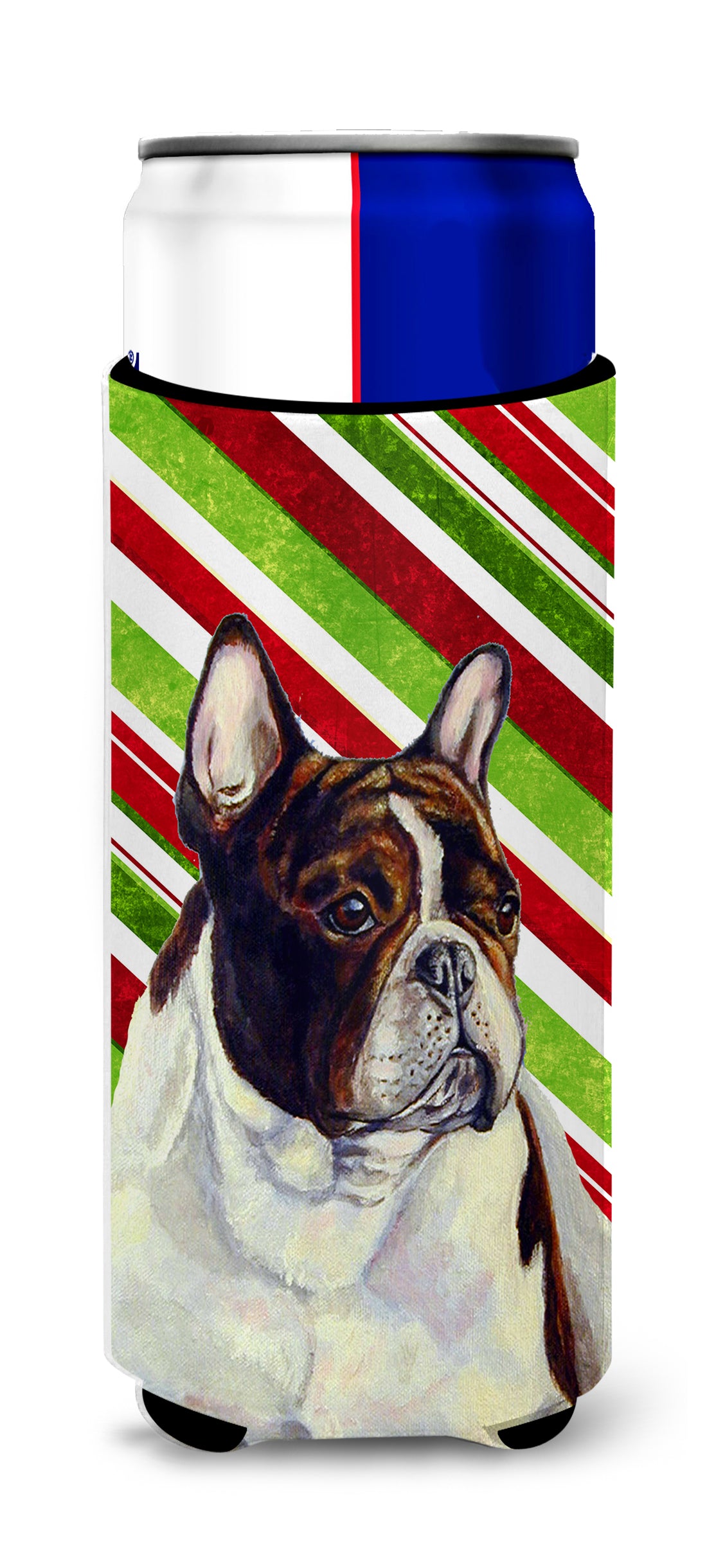 French Bulldog Candy Cane Holiday Christmas Ultra Beverage Insulators for slim cans LH9247MUK