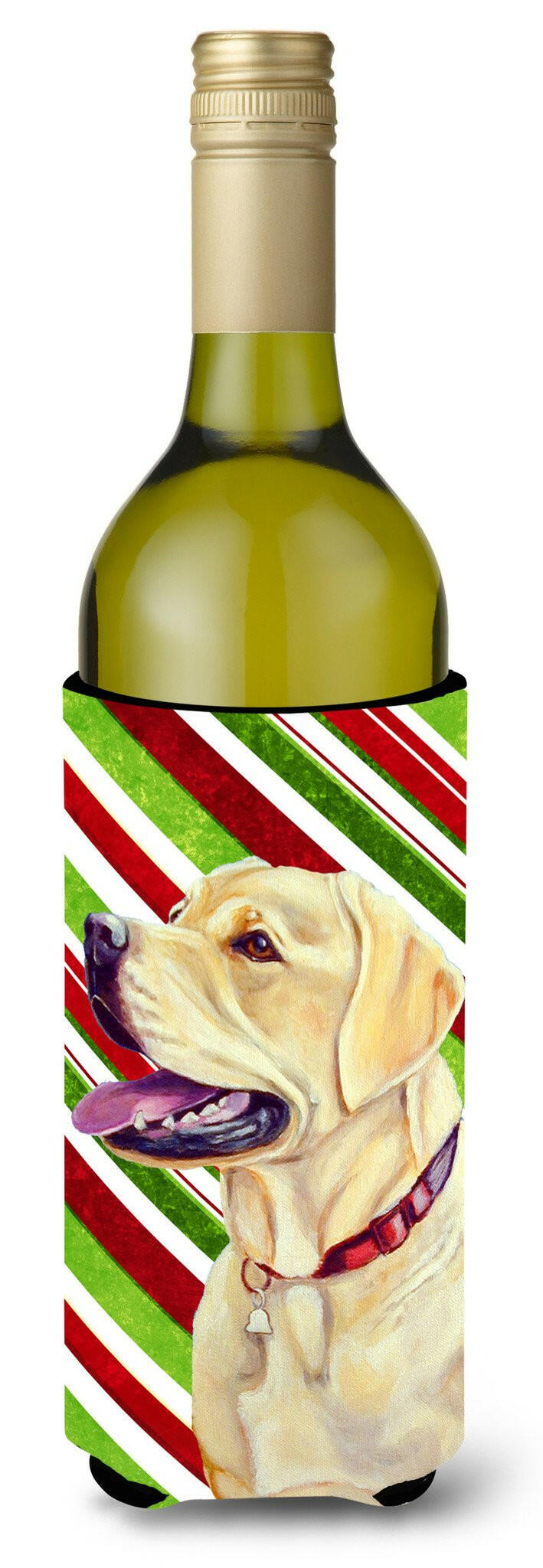 Labrador Candy Cane Holiday Christmas Wine Bottle Beverage Insulator Beverage Insulator Hugger by Caroline's Treasures
