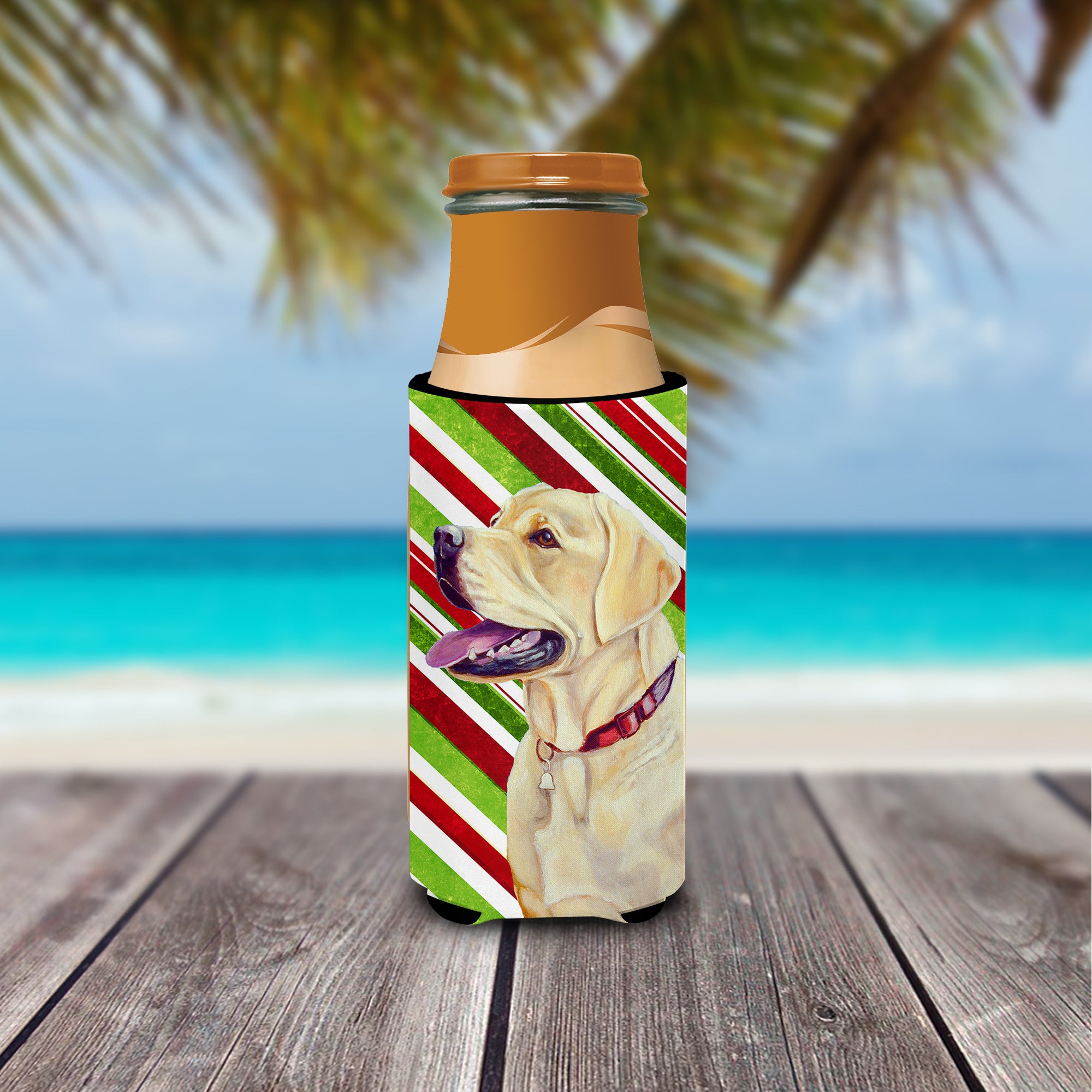 Labrador Candy Cane Holiday Christmas Ultra Beverage Insulators for slim cans LH9248MUK.